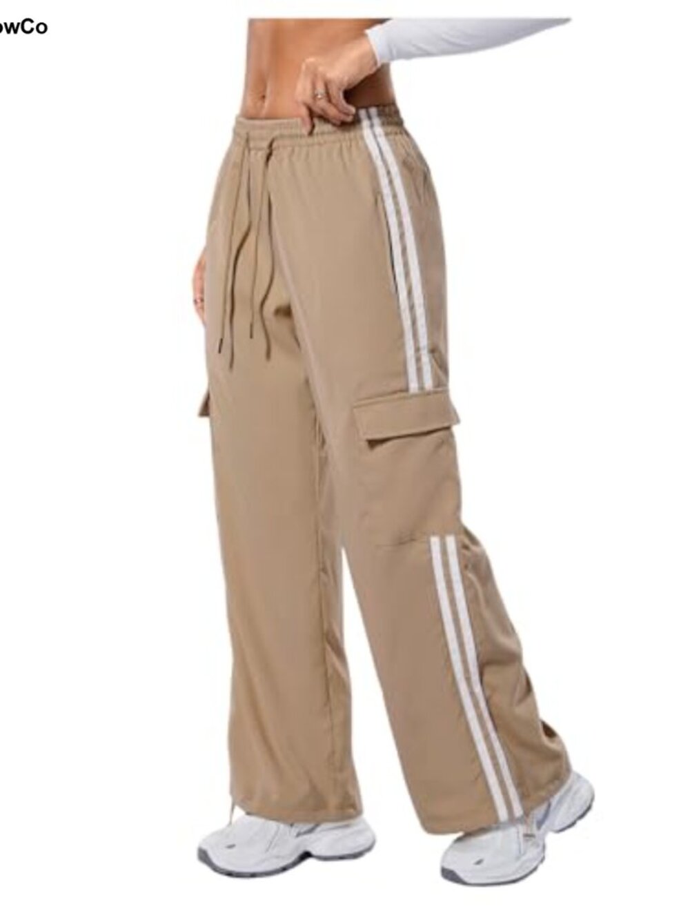 Soft Lightweight Wide Leg Cargo Track Pants High Waist Streetwear